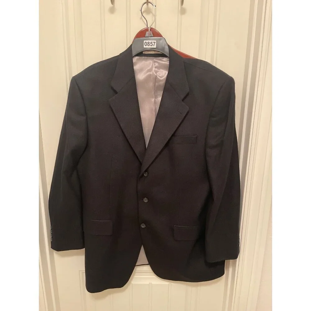 Peerless Couture Mens Black Blazer Jacket 42R Cashmere & Silk Blend Made In Cana
